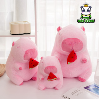 Gấu bông chuột capybara hồng rút dưa hấu vua gấu bông - chuột bông capybara ăn dưa hấu có thể rút dễ thương cao cấp