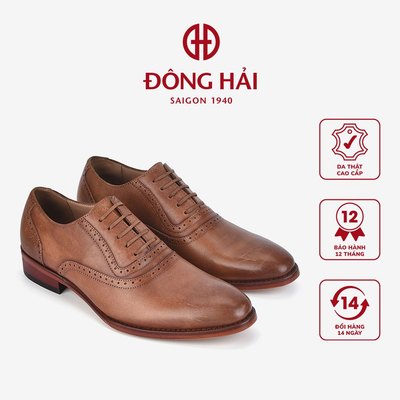 Giày tây nam Đông Hải da bò cao cấp thắt dây lịch lãm đế 3cm - G0601