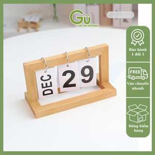 Lịch để bàn gỗ trang trí, Lịch gỗ lật số sáng tạo GU DECOR - Chất liệu Gỗ thông nhập khẩu
