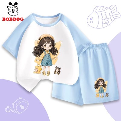 Set đồ xinh cho bé gái BOBDOG, quần áo thun chất cotton co dãn 4 chiều in hình cô gái cute cho bé