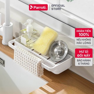 Giỏ đựng đồ rửa chén cao cấp dán tường, khay đựng miếng rửa bát, có khay chứa nước - Parroti Tidy - TD31