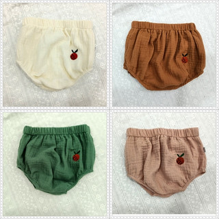 Quần yếm cho bé gái bé trai sơ sinh trẻ em BABY112.VN  chất liệu muslin trơn thêu hình trái cây thoáng mát mềm mịn
