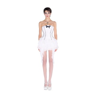  LSOUL Set Áo Cúp Ngực Đính Nơ + Chân Váy Bèo Xếp Tua Rua Set Maria B23051322 