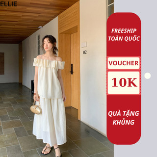 Sét Áo hở vai bo chun Chân váy dáng dài ellie