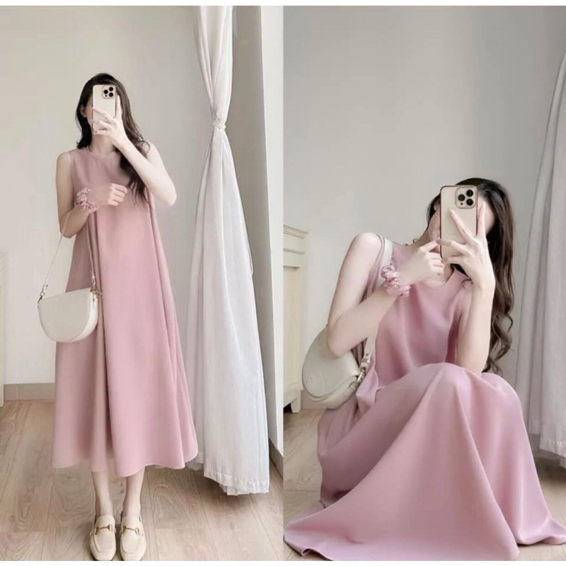 Váy YT55, Đầm Maxy Đũi Ba Lỗ Chất Đũi Lụa Mặc Hè Mát, Đi Chơi Đi Biển