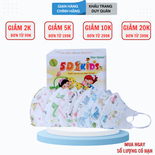  200 CHIẾC KHẨU TRANG 5D KIDS DUY QUÂN 3 LỚP KHÁNG KHUẨN  CHỐNG BỤI MỊN 