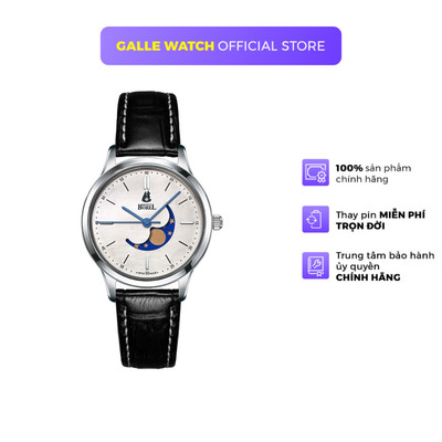 Đồng hồ nữ Ernest Borel LS880-411BK phong cách thanh lịch, mặt kinh sapphire, chống nước 3ATM, dây da đeo tay cao cấp