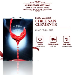 Rượu vang chát Chile San Clemente 13.5% nguyên bịch 3 lít nhập khẩu chính hãng