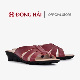 Dép cao gót Đông Hải đế xuồng 3cm da bò cao cấp quai ngang - D5281
