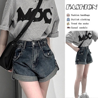Quần short jean bo eo xắn gấu màu xanh đậm đẹp tocjean