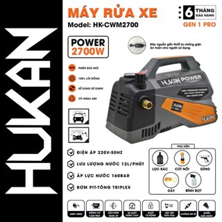 Máy rửa xe chỉnh áp HUKAN HK-CWM2700, Công suất 2700W, Có ÁT CHỐNG GIẬT, Bơm PIT-TÔNG TRIPLEX