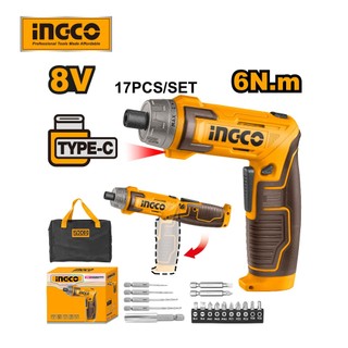 Máy siết vít dùng pin 8v sạc pin bằng cáp type c ingco csdli0802 túi vải