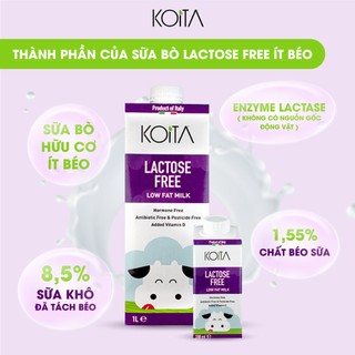 Sữa bò Lactose Free ít béo Koita 1L