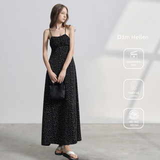 Đầm hai dây Hellen, đầm nữ chấm bi dáng dài, đầm cúp vòng 1, có đệm mút, sang chảnh | the tendy - natural & minimalist
