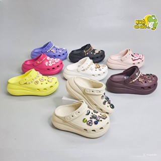 Dép cross classic crush unisex đế cao 6cm tặng 10 jibbitz sticker 3D, dép sục cross crush nữ cao cấp 6-7 phân Nhà Cá Sấu