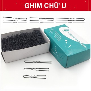 Kẹp ghim chữ U cài tóc chuyên nghiệp bọc sơn đen chống gỉ có sẵn 3 size S M L 500g