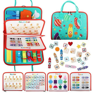 Đồ chơi montessori cặp bận rộn, bảng bận rộn busy board 7 in 1 thiết kế dạng cặp sách thuận tiện cho bé mang đi khắp nơi