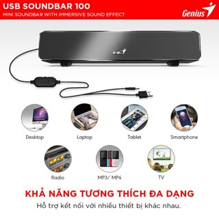 [LOA nghe nhạc] Loa vi tính SoundBar 100 Genius Âm Thanh Vòm Sống Động Phong Cách Rạp Phim - Hàng Chính Hãng GENIUS