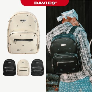 Balo đi học da nữ nam hoạ tiết DAVIES màu đen, kem đựng laptop 14inch kháng nước Leather Monogram Backpack | D-P47