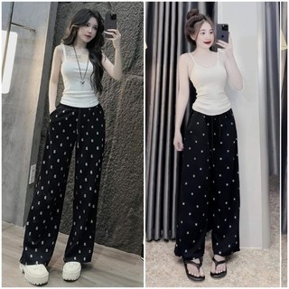 [ Rẻ Vô Địch ] Sét bộ quần ống suông họa tiết chờ neo + mix áo  2 dây bún