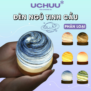 Đèn ngủ tinh cầu uchuu, đèn ngủ vũ trụ usb, quả cầu pha lê hành tinh 3d ba màu ánh sáng