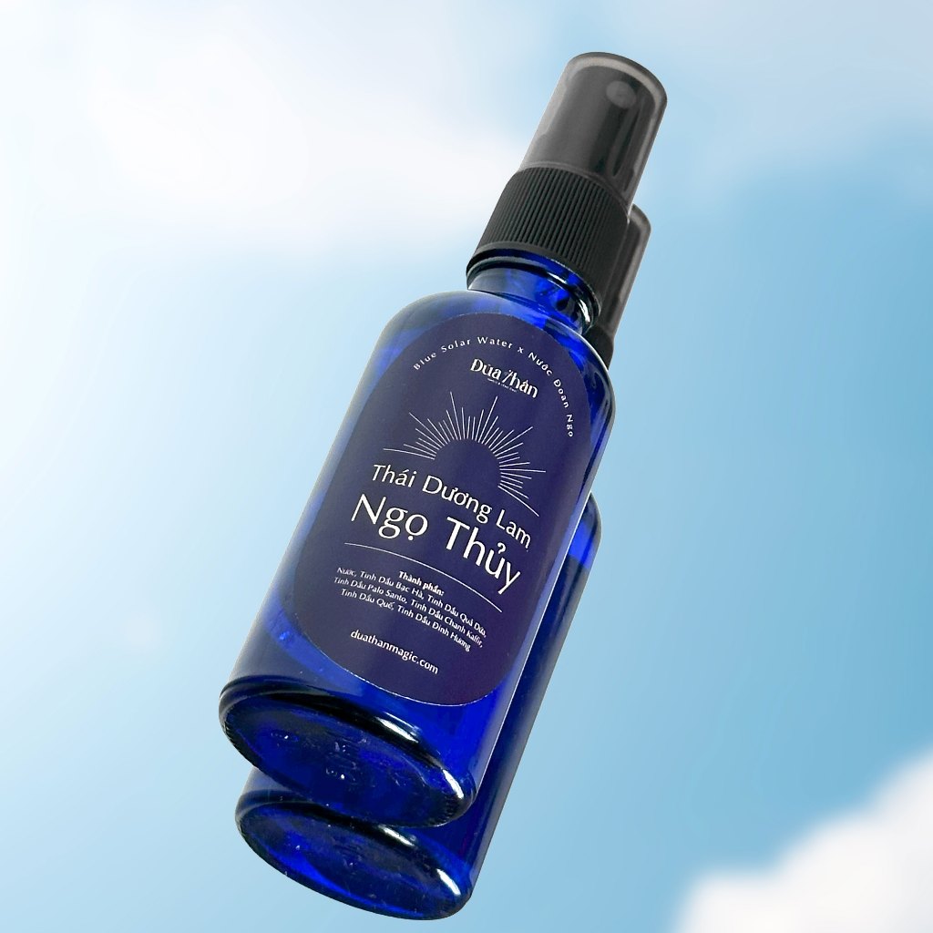 Thái Dương Lam Ngọ Thủy - Blue Solar Water x Nước Đoan Ngọ - Chai thủy tinh xanh Ho'oponopono