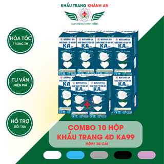 Combo 10 hộp khẩu trang 4d ka99 kháng khuẩn 4 lớp hộp 30 cái ngăn bụi mịn hiệu quả