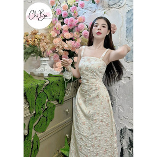 Đầm thiết kế maxi hoa 2 dây cúp nhún eo - Chị Ba Boutique
