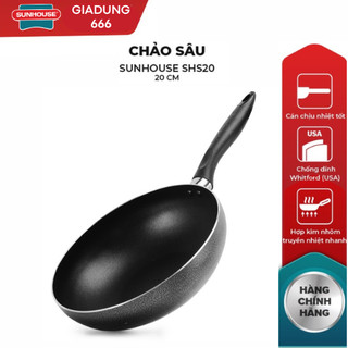 Chảo chống dính sunhouse đáy sâu 20cm,24,26,28,30cm shs20, chảo sunhouse 20cm, dùng cho bếp ga.