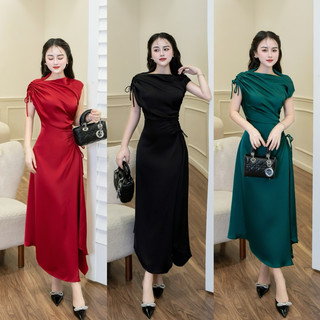 Váy lụa dây rút xanh rêu xinh xỉu sz: sml-xl 480k