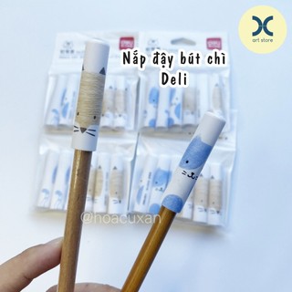 Nắp đậy bút chì dễ thương hãng Deli 6 cái/gói