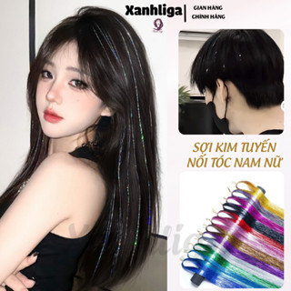 Sợi Kim Tuyến nối tóc gảy light 200 dây line dài 123cm Bling cho Nam - Nữ Cao cấp chịu nhiệt - Xanhliga