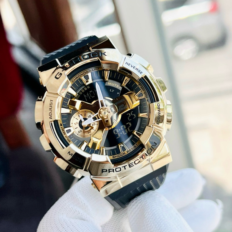 ĐỒNG HỒ NAM CHÍNH HÃNG CASIO GSHOCK GM-110G-1A9 Quartz Gold Case Black Silicone Strap For Men