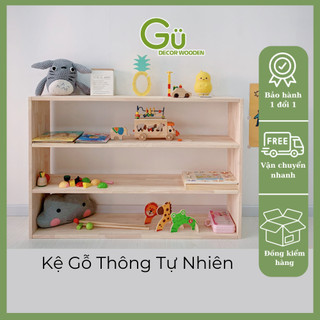 Kệ đựng sách,đồ chơi 3 tầng trang trí phòng cho bé, Chất liệu gỗ thông nhập khẩu