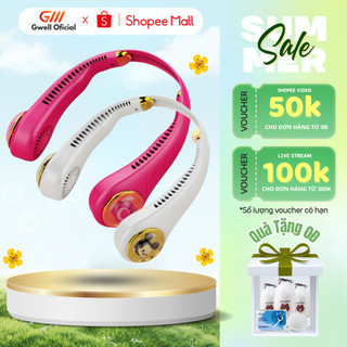Quạt đeo cổ năng lượng Gấu Dâu Losto Quạt quàng cổ không cánh mini Sạc Pin 3 tiêu chuẩn cấp độ gió siêu mát không ồn