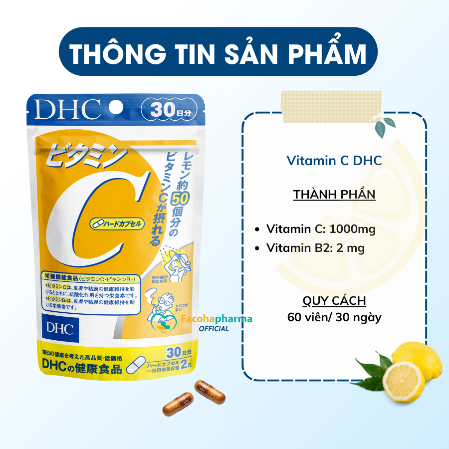 Combo viên uống trắng da L cystine 60v và vitamin C DHC 60v giảm rụng tóc mờ thâm nám cho làn da sáng mịn 30 ngày COMBO1