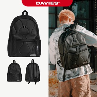 Balo đi học DAVIES họa tiết chần bông, chất liệu da và dù màu đen kháng nước Air Backpack local brand | D-P52