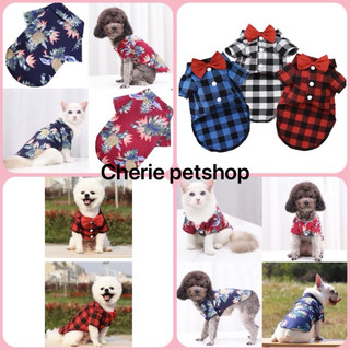 <BIGSIZE>  <Áo Size To> Áo sơ mi nhiệt đới tropical, áo sơ mi nơ mát mẻ size TO 3-50kg cho chó mèo thú cưng