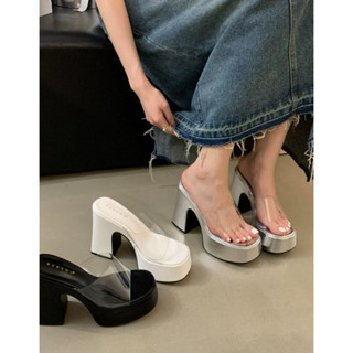 Giày cao gót quai mica trong đế Pu cao 10 phân