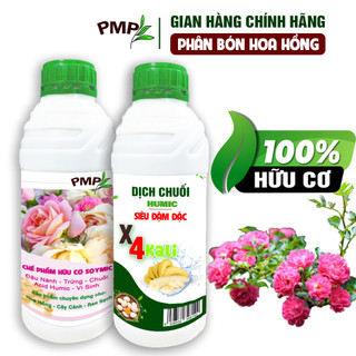Phân Bón Hữu Cơ Combo SOYMIC & Dịch Chuối Humic PMP Vi Sinh Dùng Cho Hoa Hồng, Rau Củ Quả ( 2 Chai x 1L)