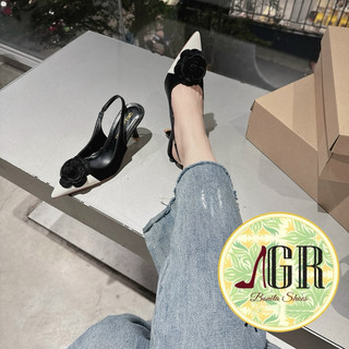 Cao gót mũi nhọn phối màu hoa trà cao 6 phân - Bonita Shoes