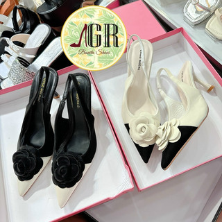 Cao gót mũi nhọn phối màu hoa trà cao 6 phân - Bonita Shoes