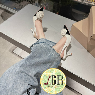 Cao gót mũi nhọn phối màu hoa trà cao 6 phân - Bonita Shoes