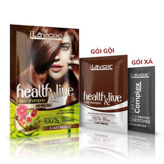 Dầu Gội Phủ Bạc Thảo Dược Lavox 30ml - Nhuộm tóc Đen, Nâu giữ màu lâu (Có gói Dầu xả Dưỡng tóc)