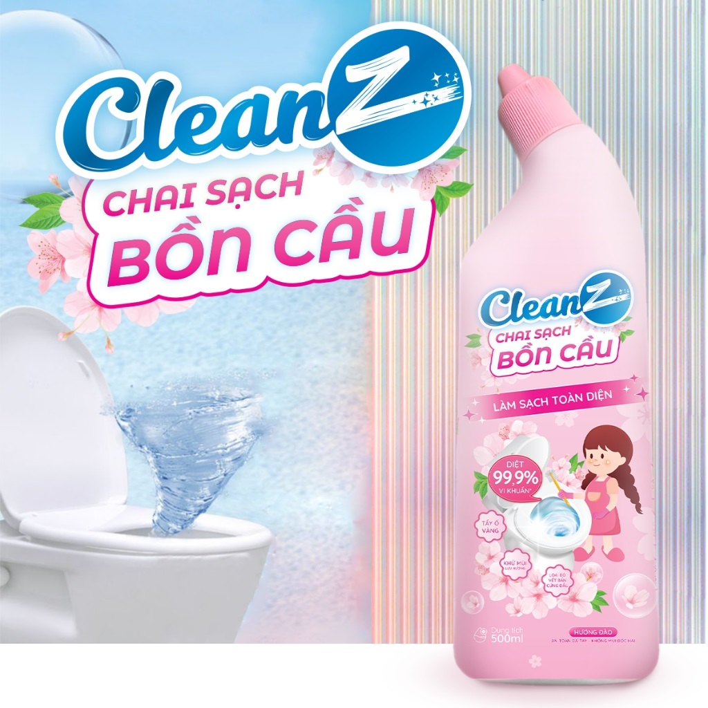 Chai tẩy vệ sinh bồn cầu CleanZ Aikomi 500ml Hương Đào