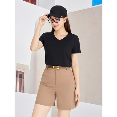 Áo phông nữ dáng vừa NA01 cổ tim chất thun cotton Loza PH403308