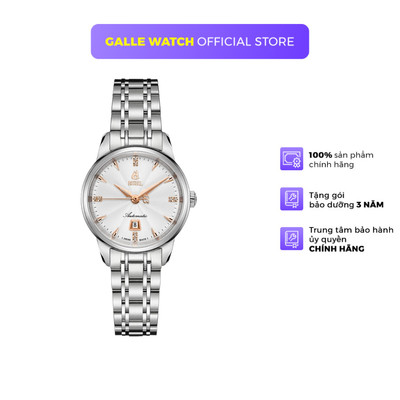 Đồng hồ cơ nữ Ernest Borel LS9160-221 thanh lịch, mặt kính Sapphire, chống nước 5 ATM, dây thép đeo tay chính hãng