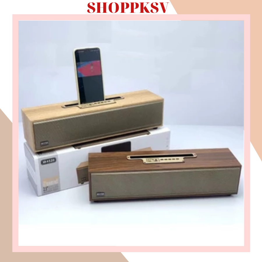 Loa bluetooth XM-520 Bass mạnh, công suất 20W siêu trầm , thiết kế vỏ gỗ dạng thanh để bàn.