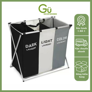 Giỏ đựng quần áo, giỏ đựng đồ GU DECOR, Thiết kế khung nhôm chống nước có chia ngăn
