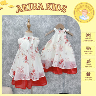 Váy Tơ Cổ Yếm Cho Bé, Đầm Hè 2 Lớp Thắt Nơ Điệu Tiểu Thư (9-30kg)